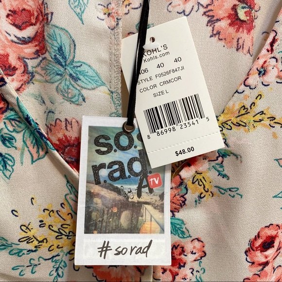 S.o.r.a.d. NWT Women's Floral Tie Back Button Front Short Sleeve Dress L - Picture 7 of 7